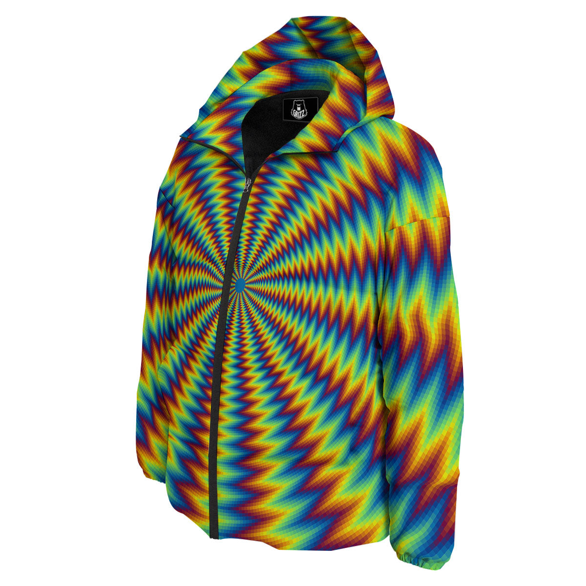 Trippy Psychedelic Rainbow Print Down Jacket-grizzshop