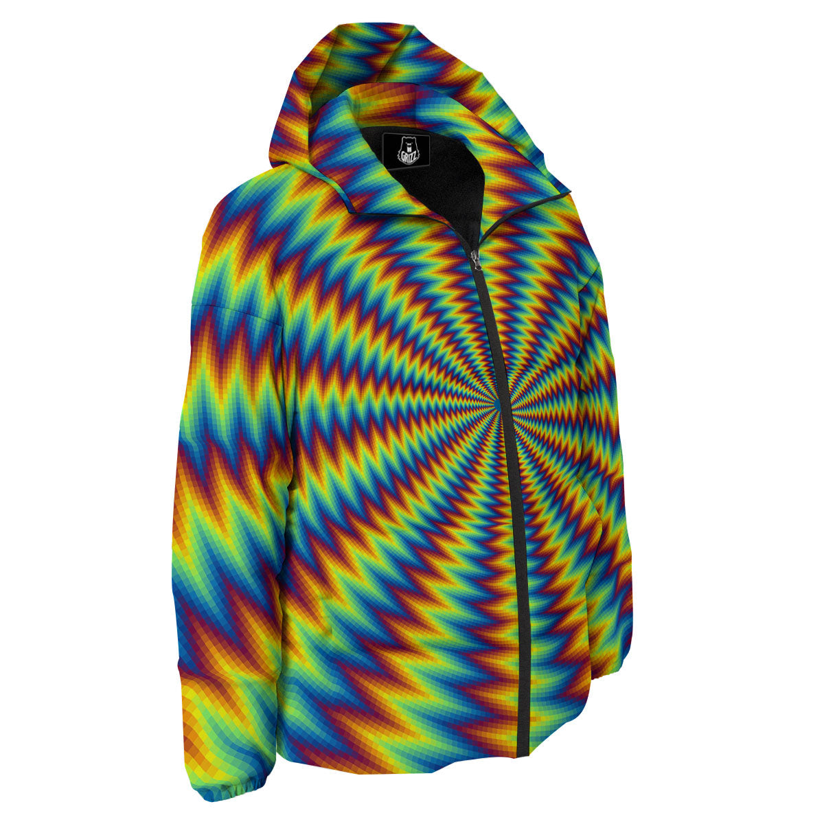 Trippy Psychedelic Rainbow Print Down Jacket-grizzshop