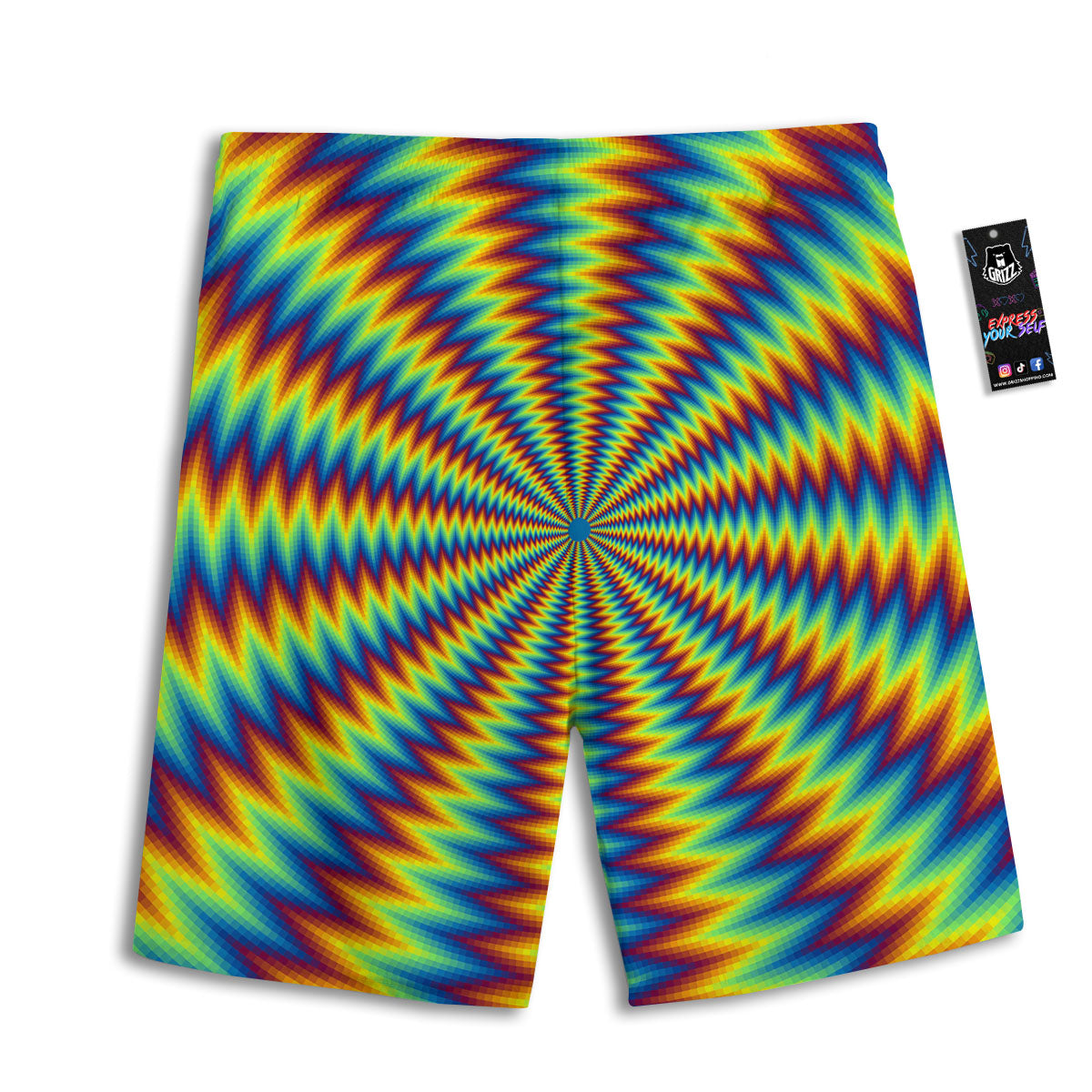 Trippy Psychedelic Rainbow Print Men's Athletic Shorts