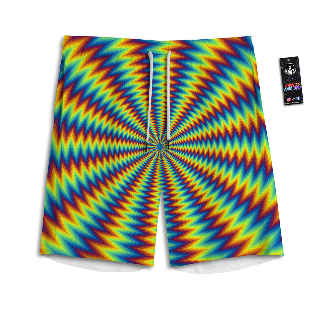 Trippy Psychedelic Rainbow Print Men's Athletic Shorts