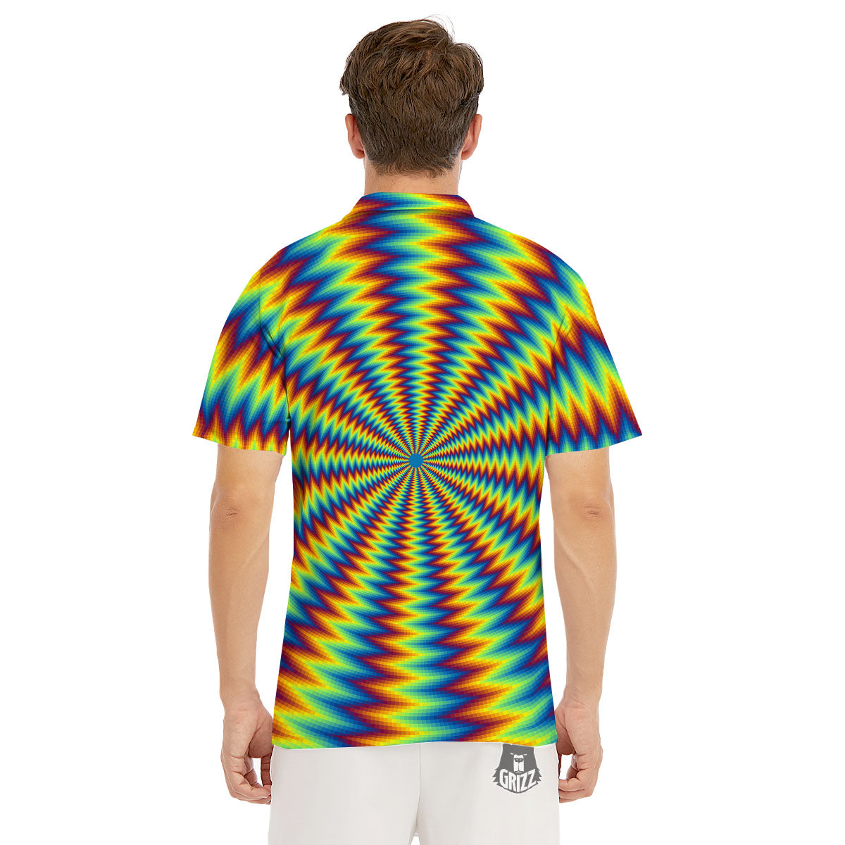 Trippy Psychedelic Rainbow Print Men's Golf Shirts-grizzshop