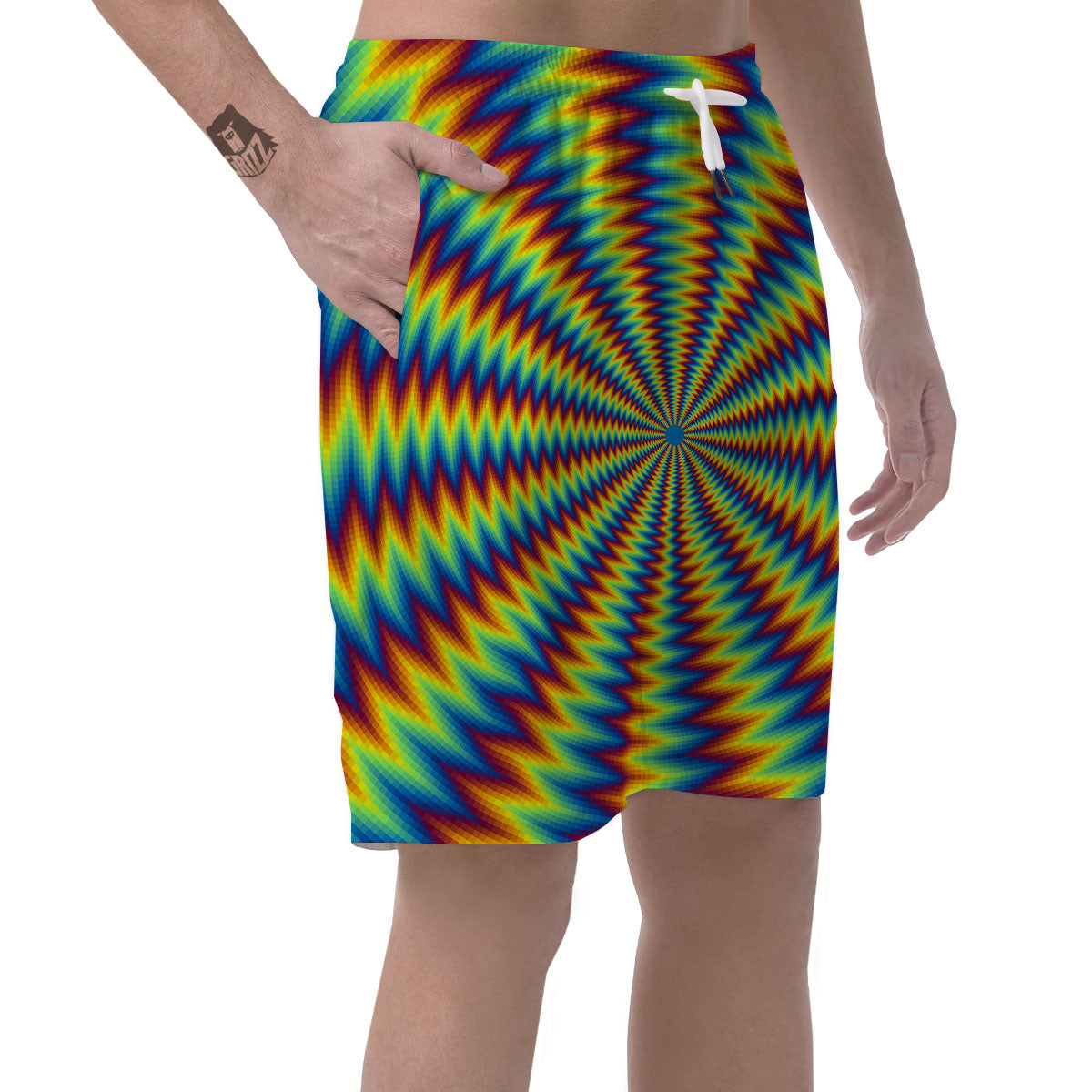 Trippy Psychedelic Rainbow Print Men's Shorts-grizzshop