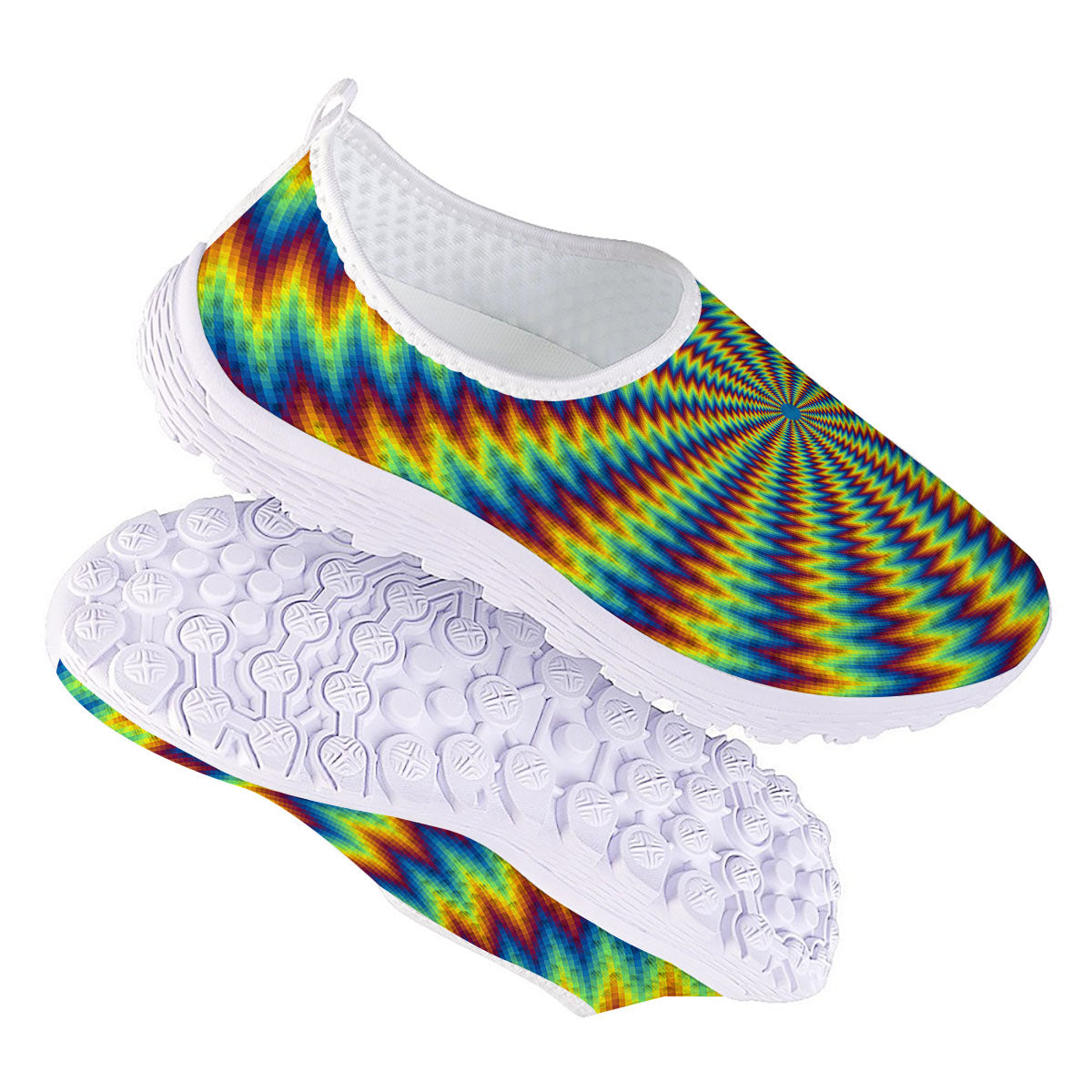 Trippy Psychedelic Rainbow Print Nurse Shoes-grizzshop