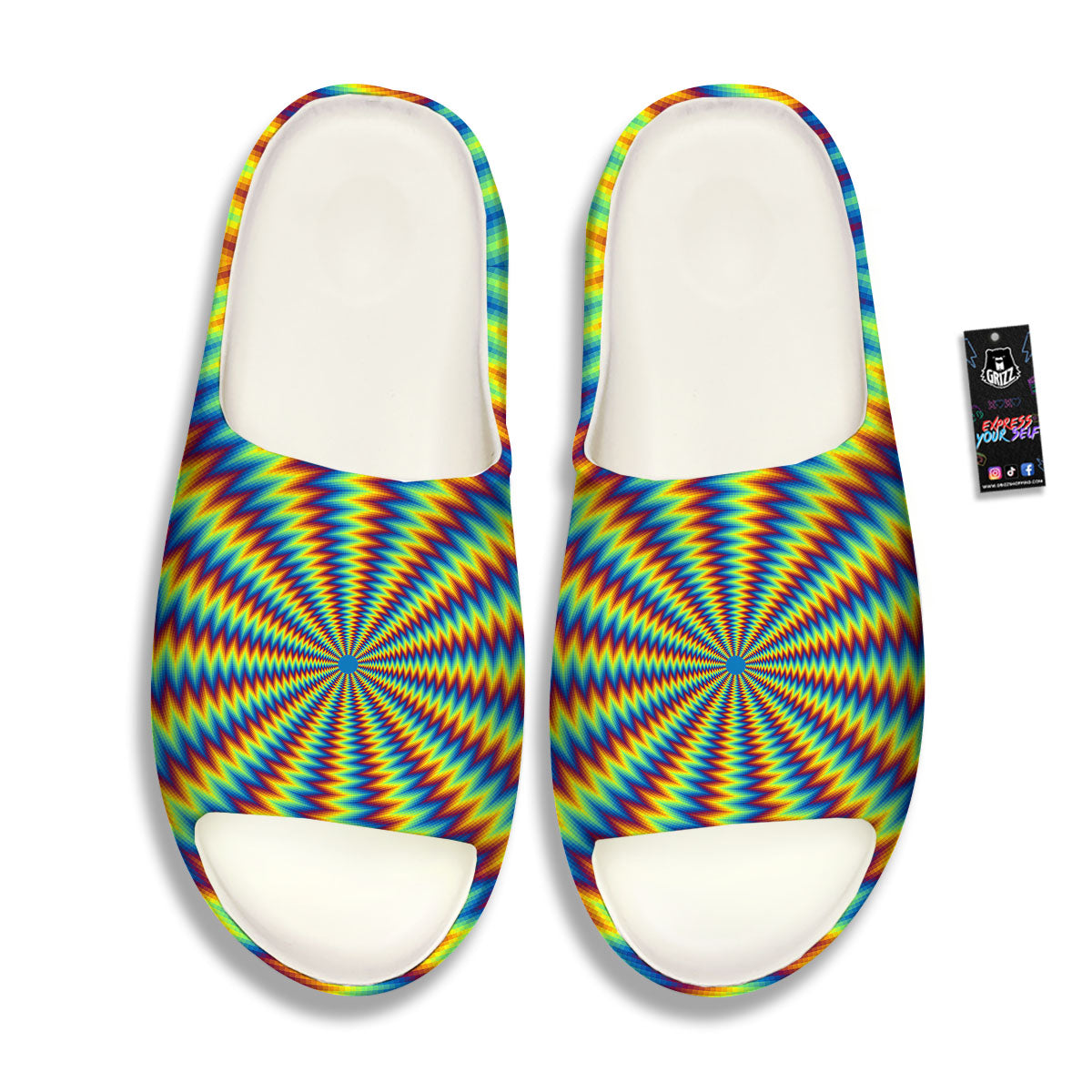 Trippy Psychedelic Rainbow Print Sandals-grizzshop