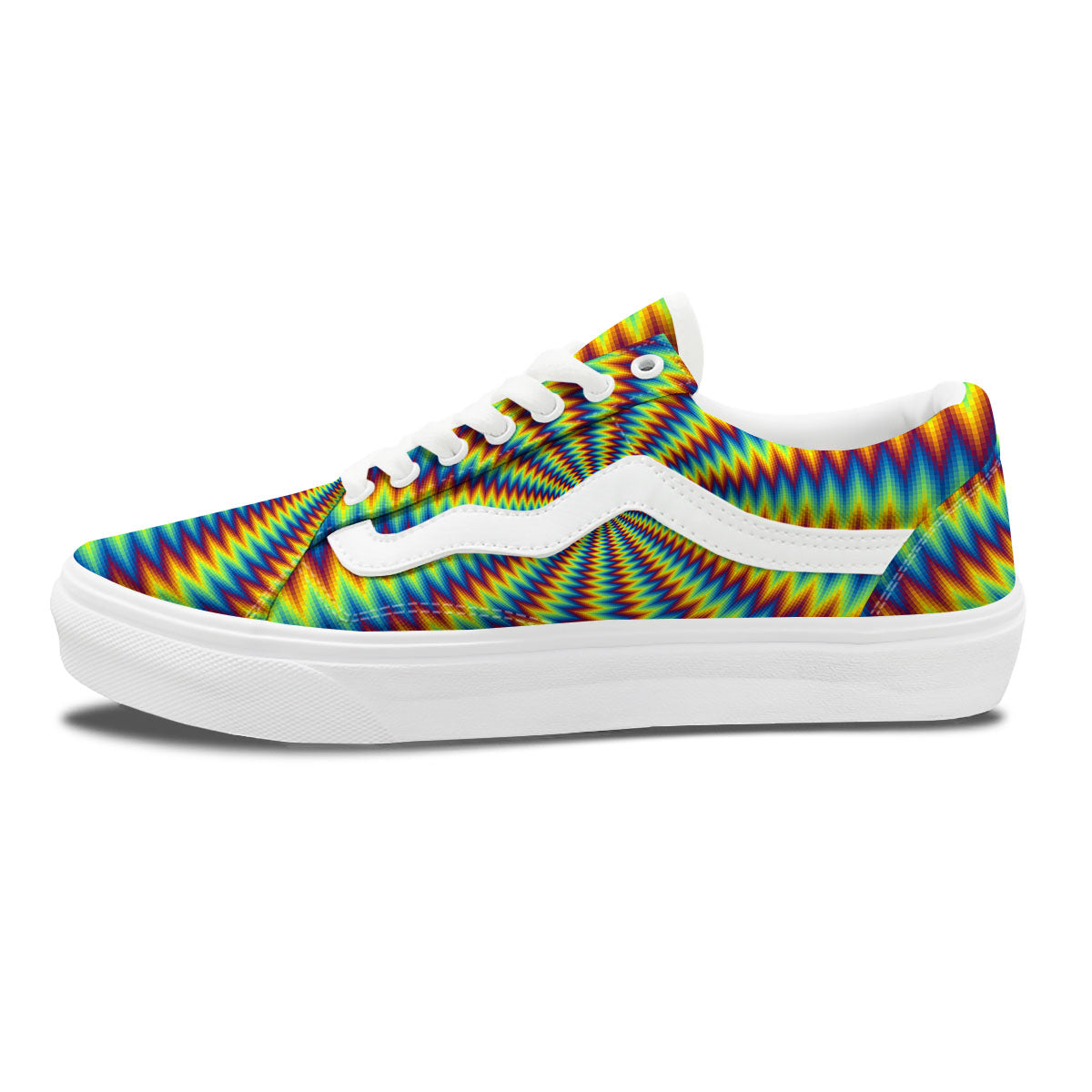 Trippy Psychedelic Rainbow Print Skate Shoes-grizzshop
