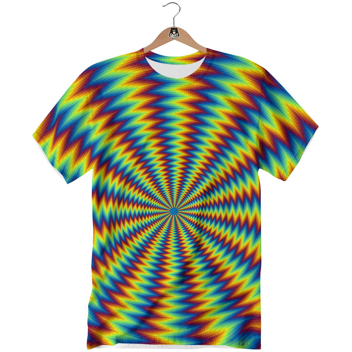 Trippy Psychedelic Rainbow Print T-Shirt-grizzshop