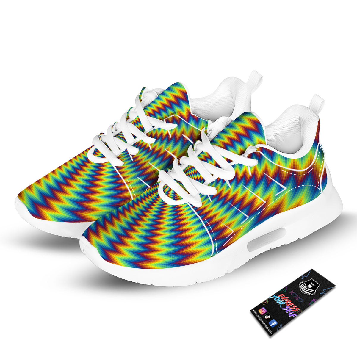 Trippy Psychedelic Rainbow Print Tennis Shoes-grizzshop