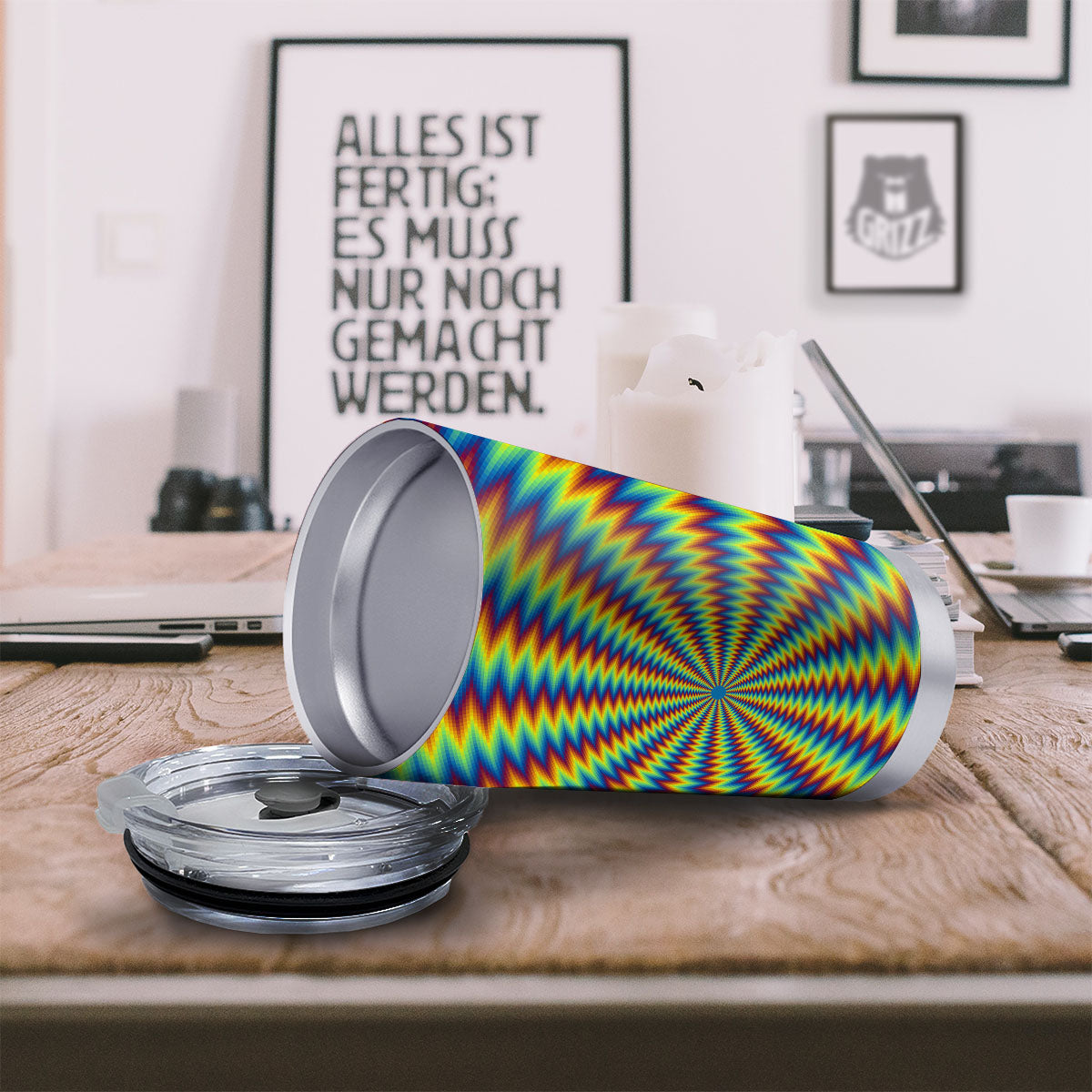 Trippy Psychedelic Rainbow Print Tumbler-grizzshop