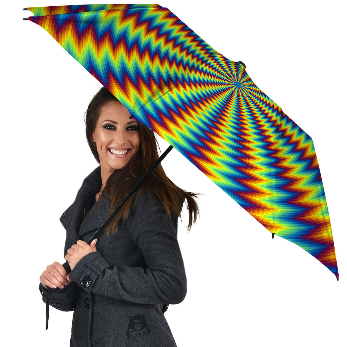 Trippy Psychedelic Rainbow Print Umbrella-grizzshop