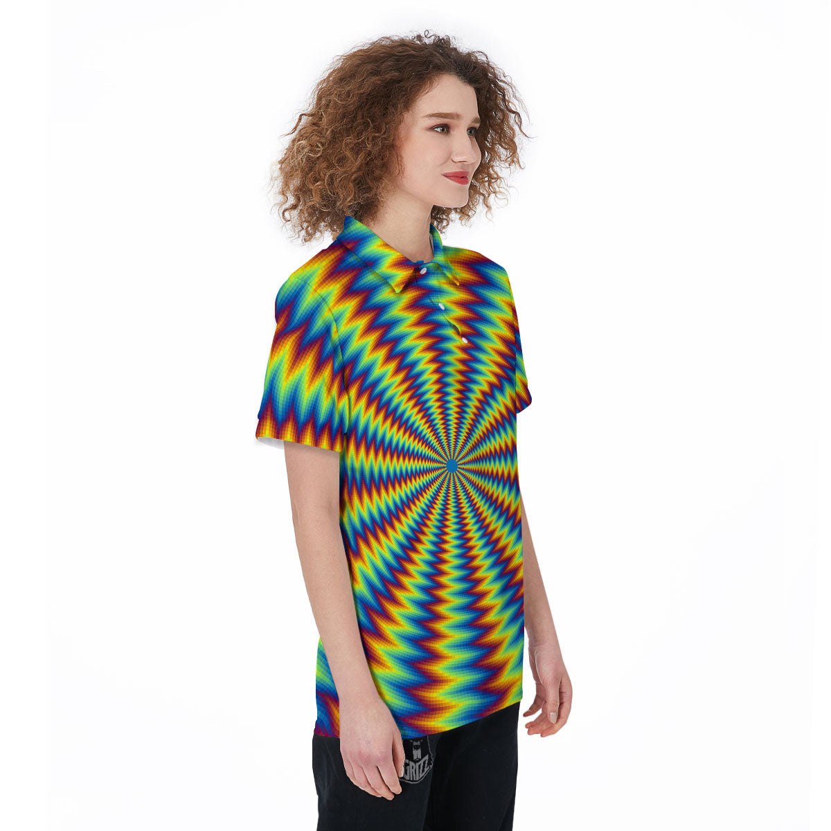 Trippy Psychedelic Rainbow Print Women's Golf Shirts-grizzshop