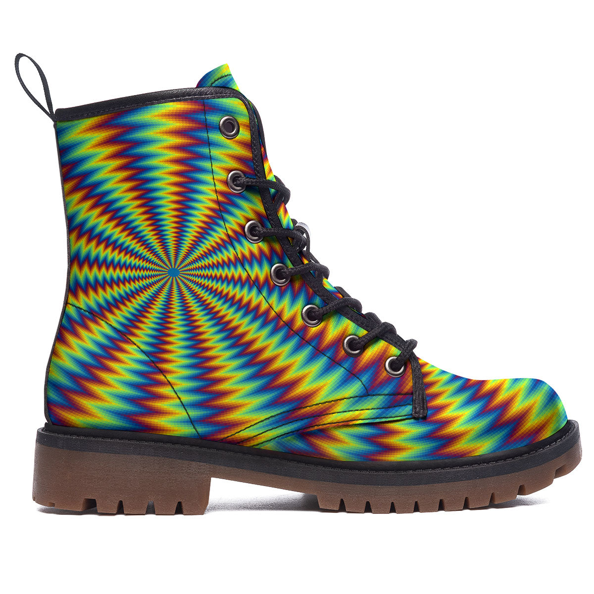 Trippy Psychedelic Rainbow Print Work Boots-grizzshop
