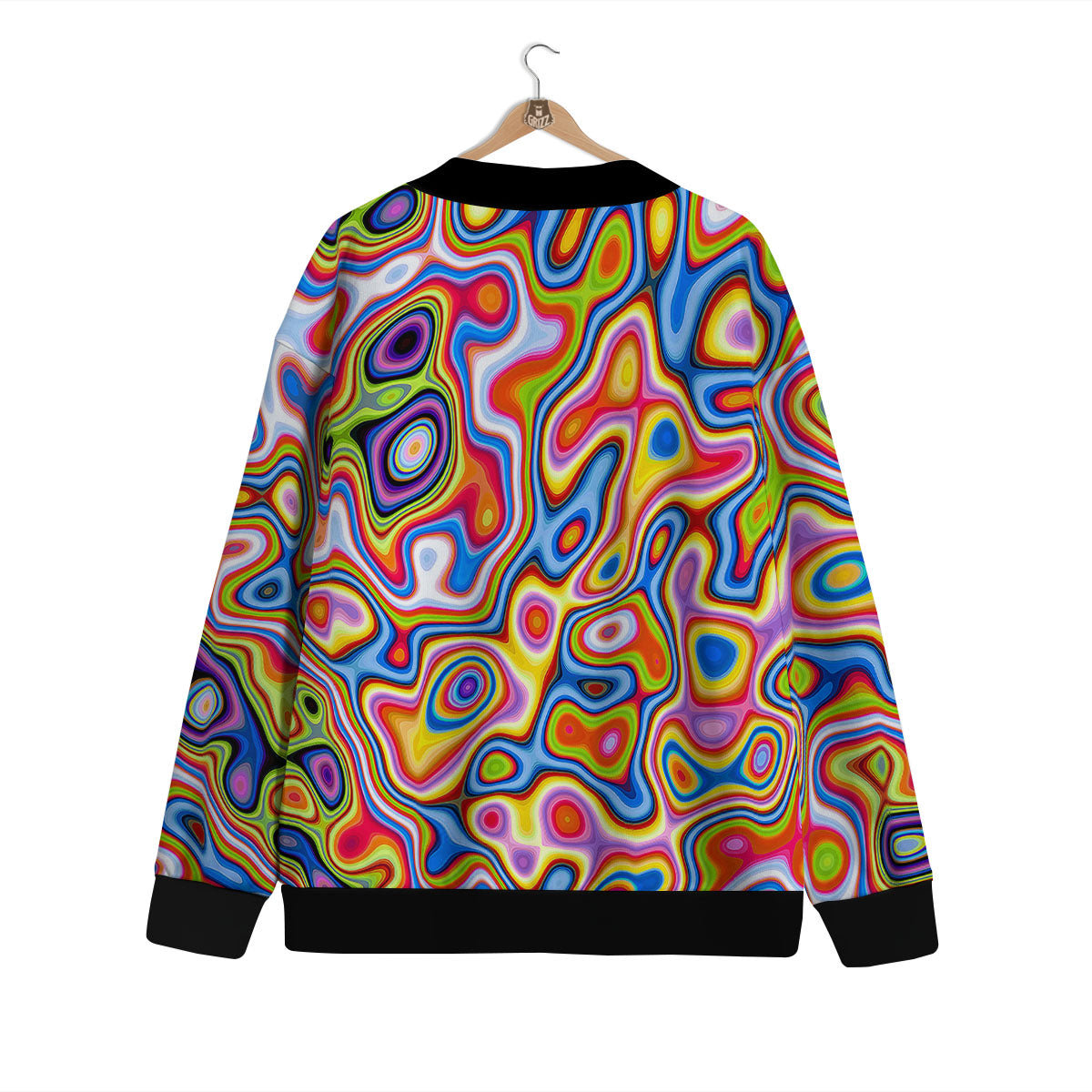 Trippy Rainbow Psychedelic Print Cardigan-grizzshop
