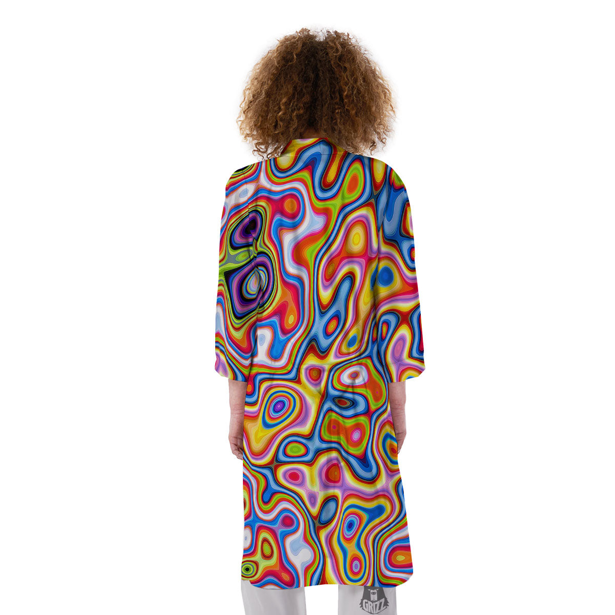 Trippy Rainbow Psychedelic Print Kimono-grizzshop