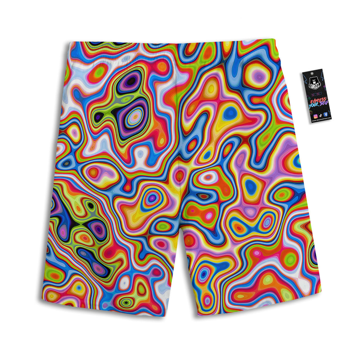 Trippy Rainbow Psychedelic Print Men's Athletic Shorts