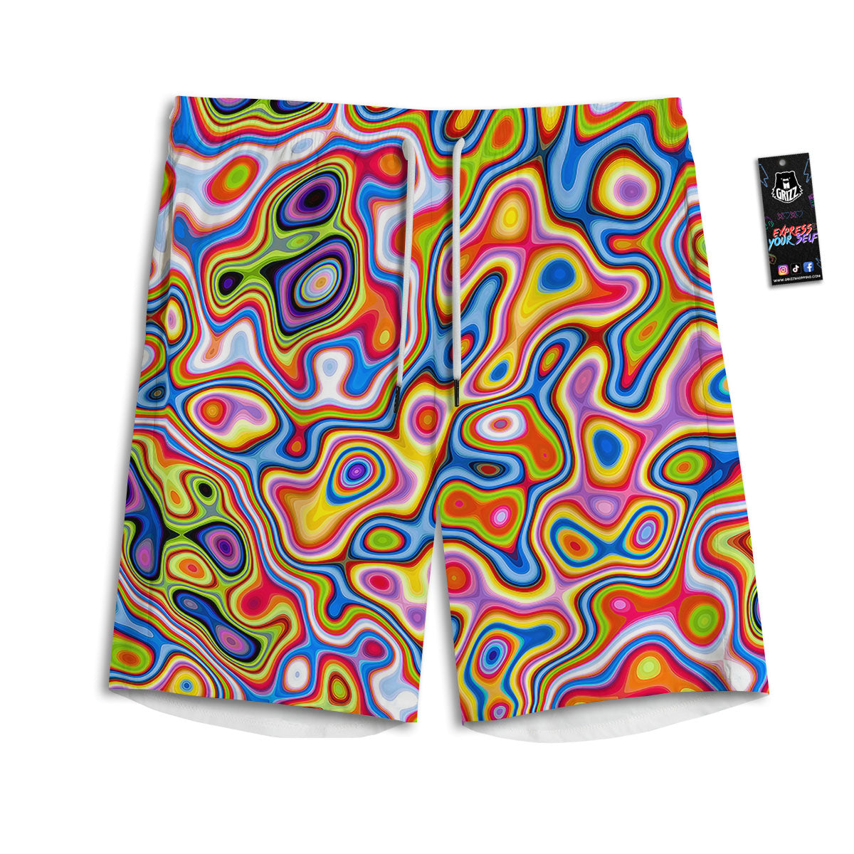 Trippy Rainbow Psychedelic Print Men's Athletic Shorts