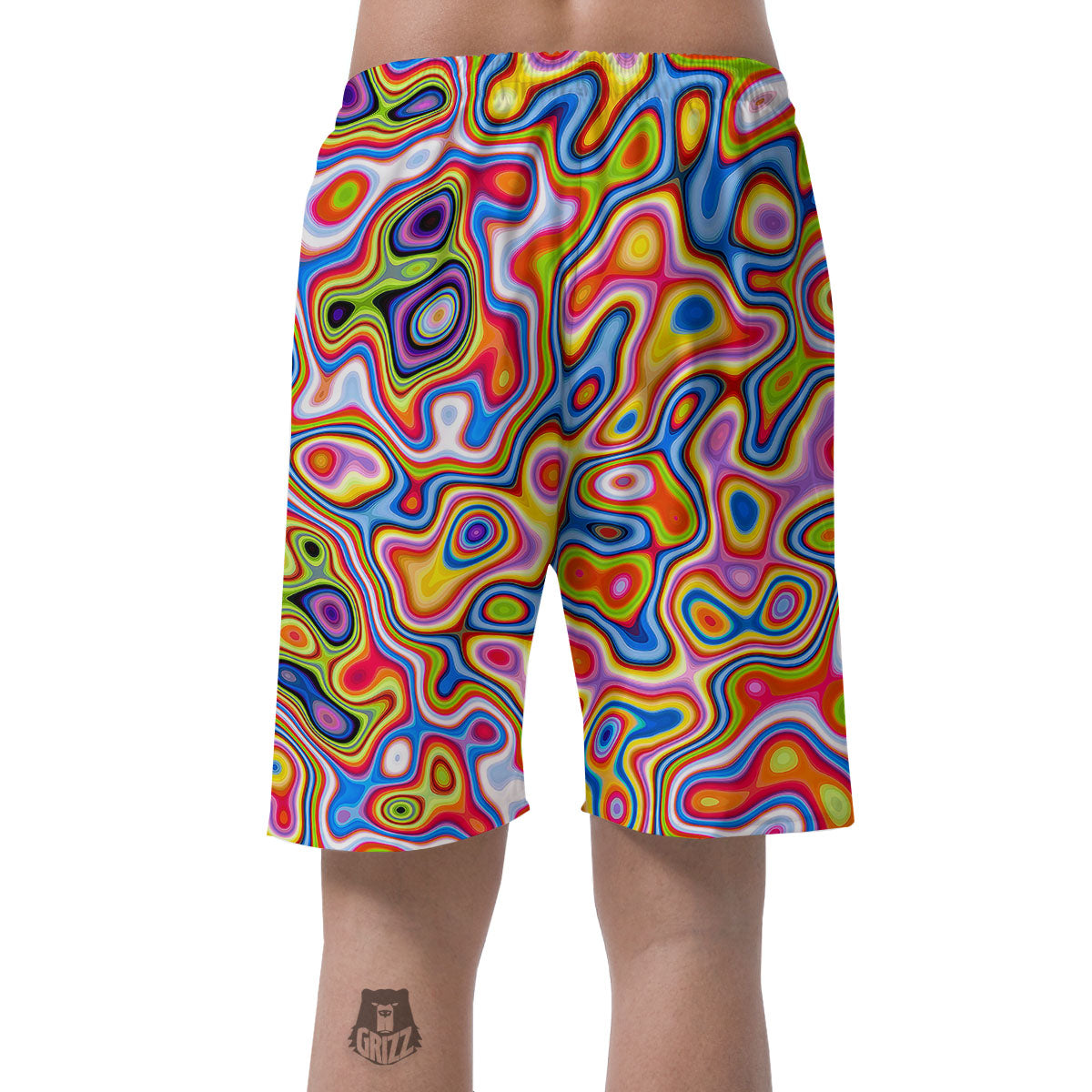 Trippy Rainbow Psychedelic Print Men's Shorts-grizzshop