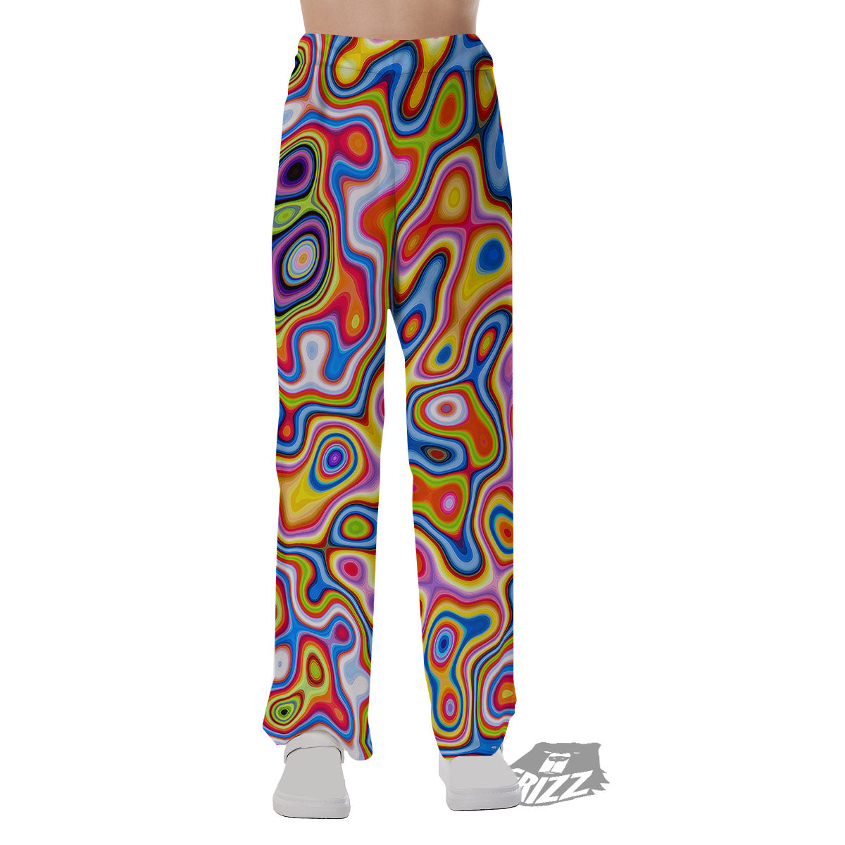 Trippy Rainbow Psychedelic Print Pajama Pants-grizzshop