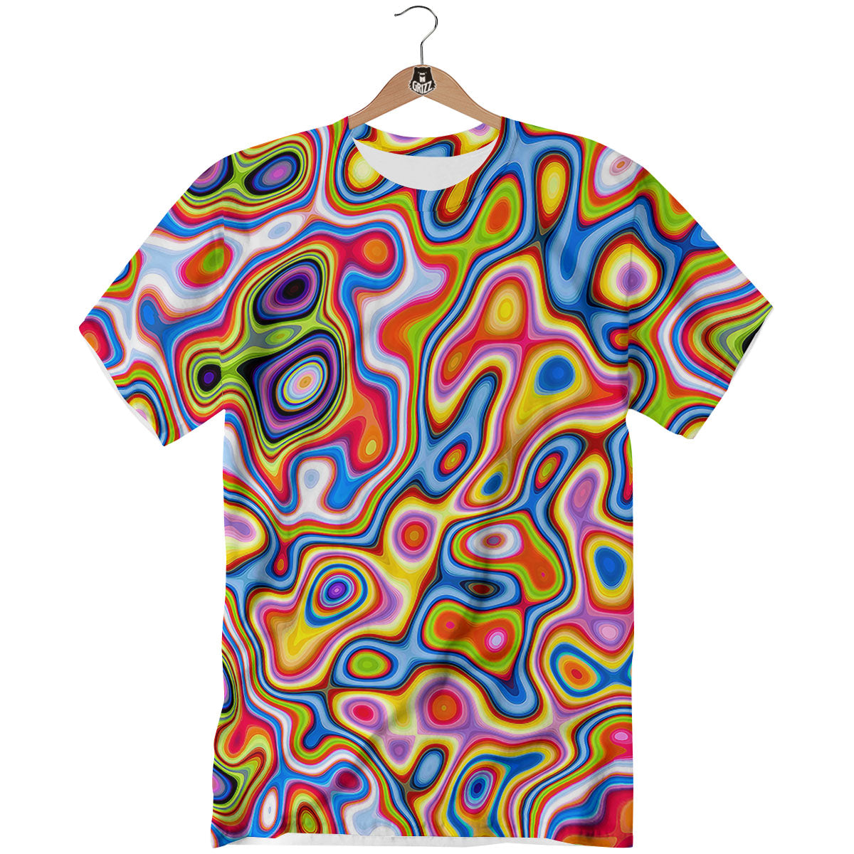 Trippy Rainbow Psychedelic Print T-Shirt-grizzshop