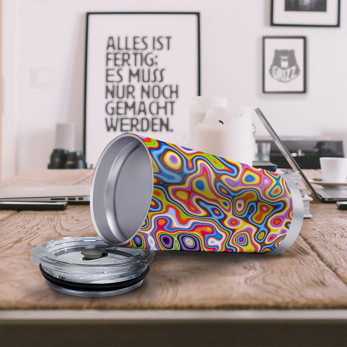 Trippy Rainbow Psychedelic Print Tumbler-grizzshop