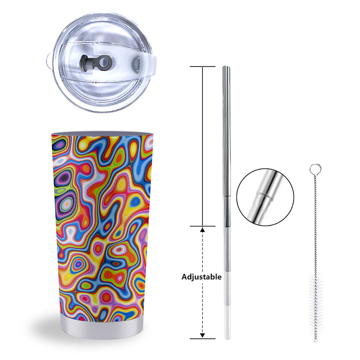 Trippy Rainbow Psychedelic Print Tumbler-grizzshop