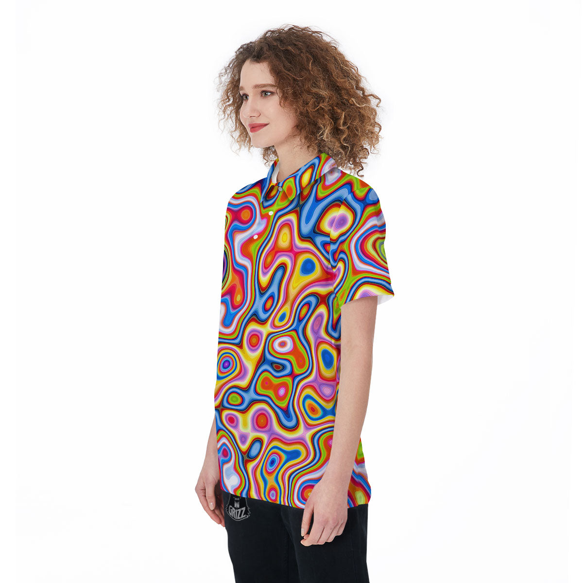 Trippy Rainbow Psychedelic Print Women's Golf Shirts-grizzshop