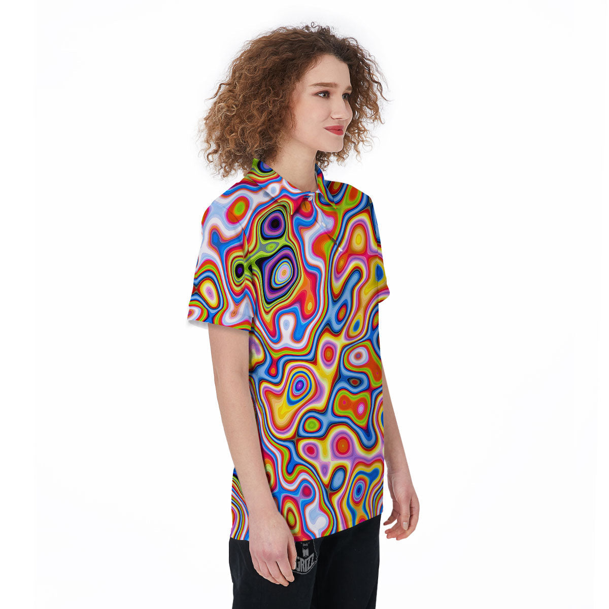 Trippy Rainbow Psychedelic Print Women's Golf Shirts-grizzshop
