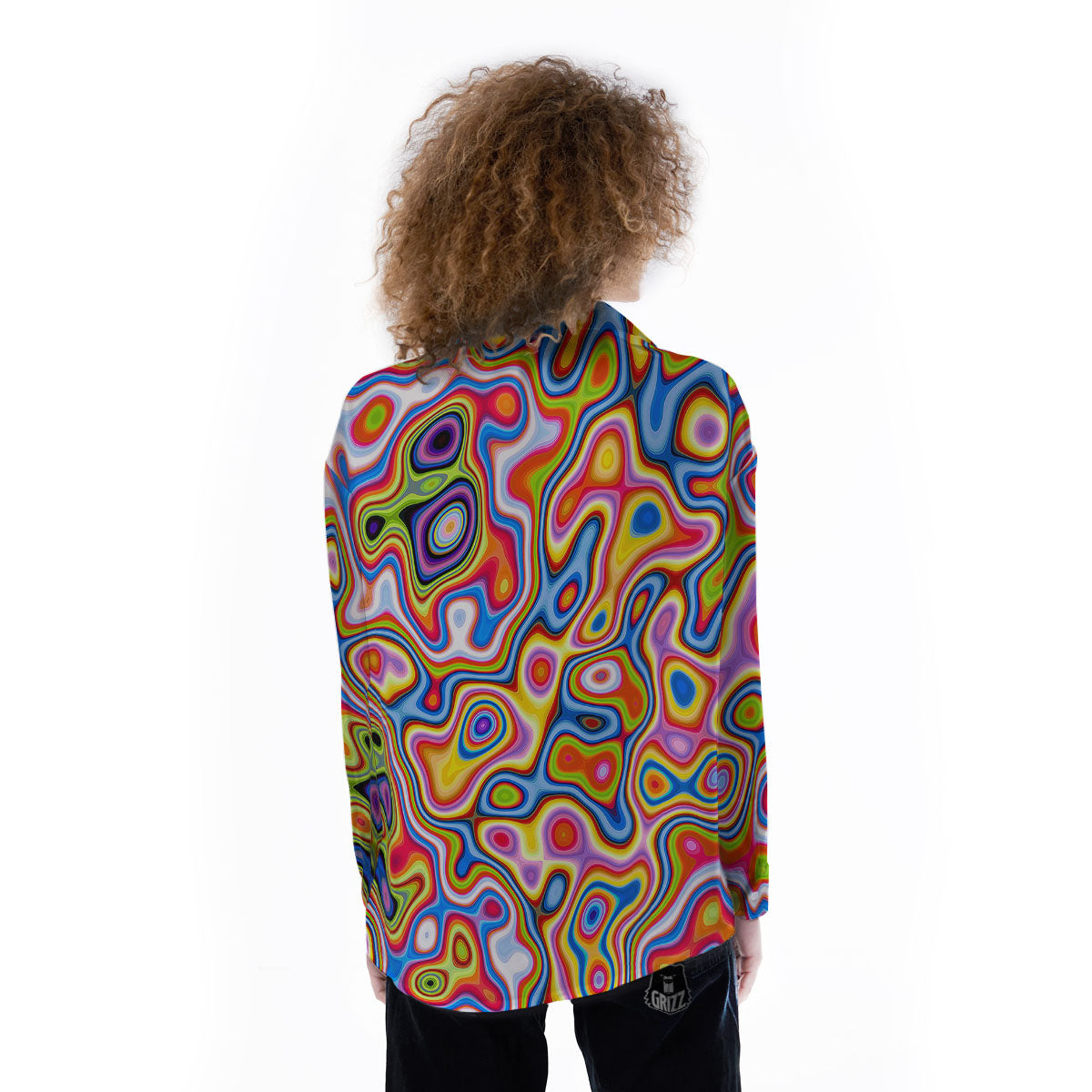 Trippy Rainbow Psychedelic Print Women's Long Sleeve Shirts-grizzshop