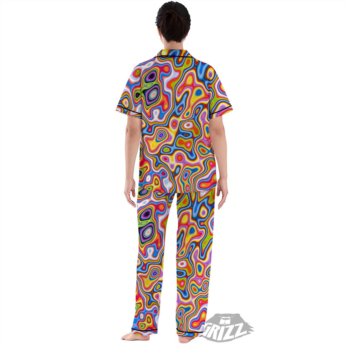 Trippy Rainbow Psychedelic Print Women's Pajamas Set-grizzshop