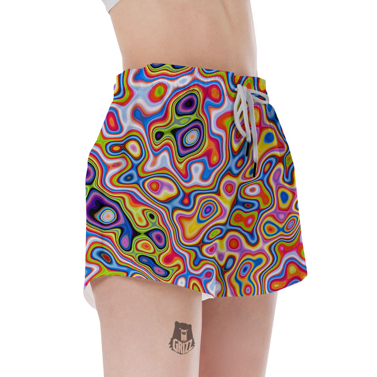 Trippy Rainbow Psychedelic Print Women's Shorts-grizzshop