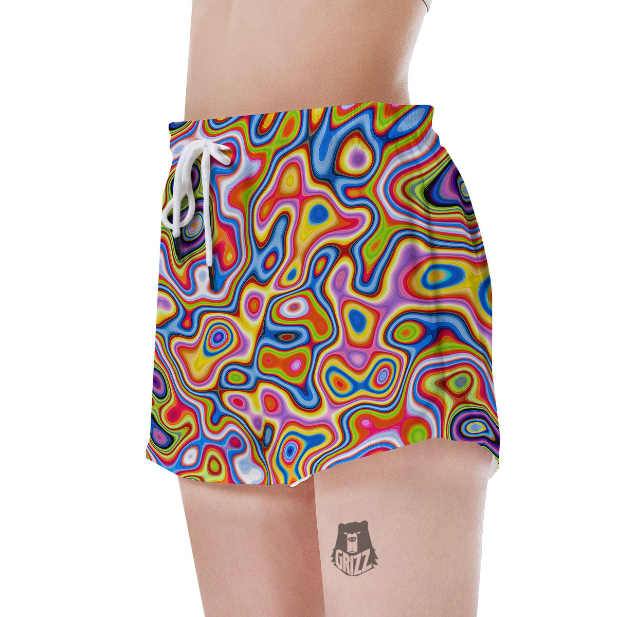 Trippy Rainbow Psychedelic Print Women's Shorts-grizzshop