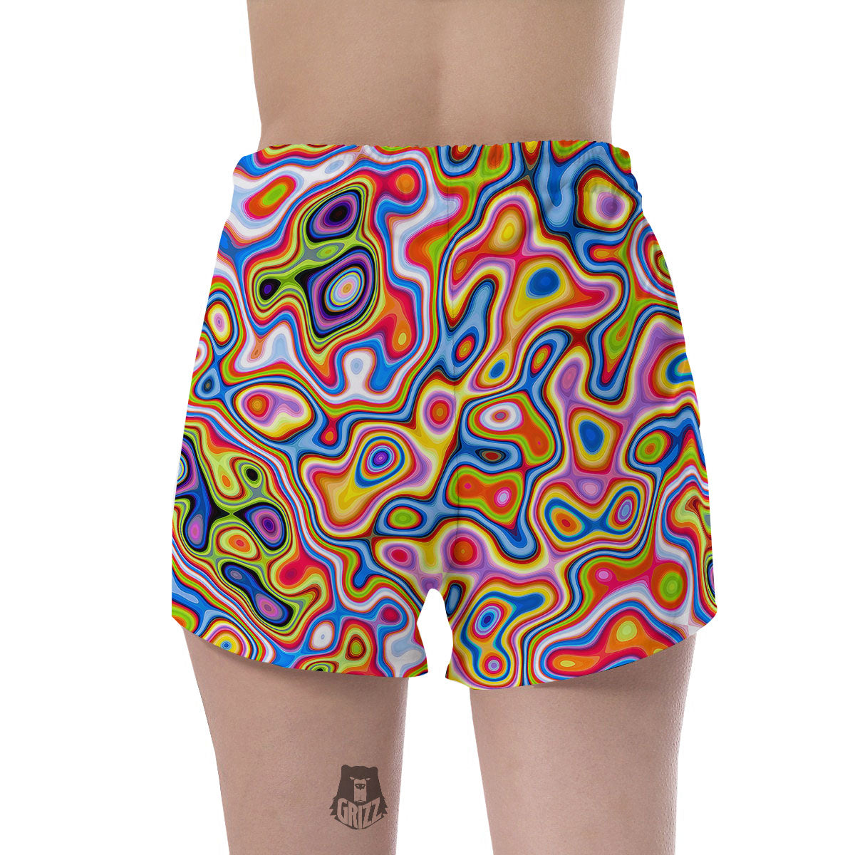 Trippy Rainbow Psychedelic Print Women's Shorts-grizzshop