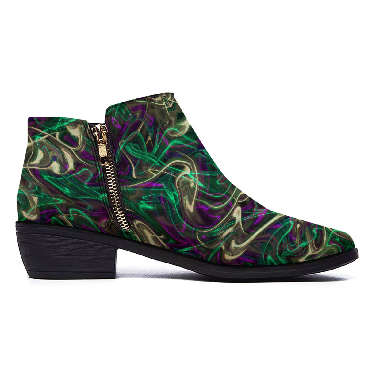 Trippy Smoke Psychedelic Print Ankle Boots-grizzshop