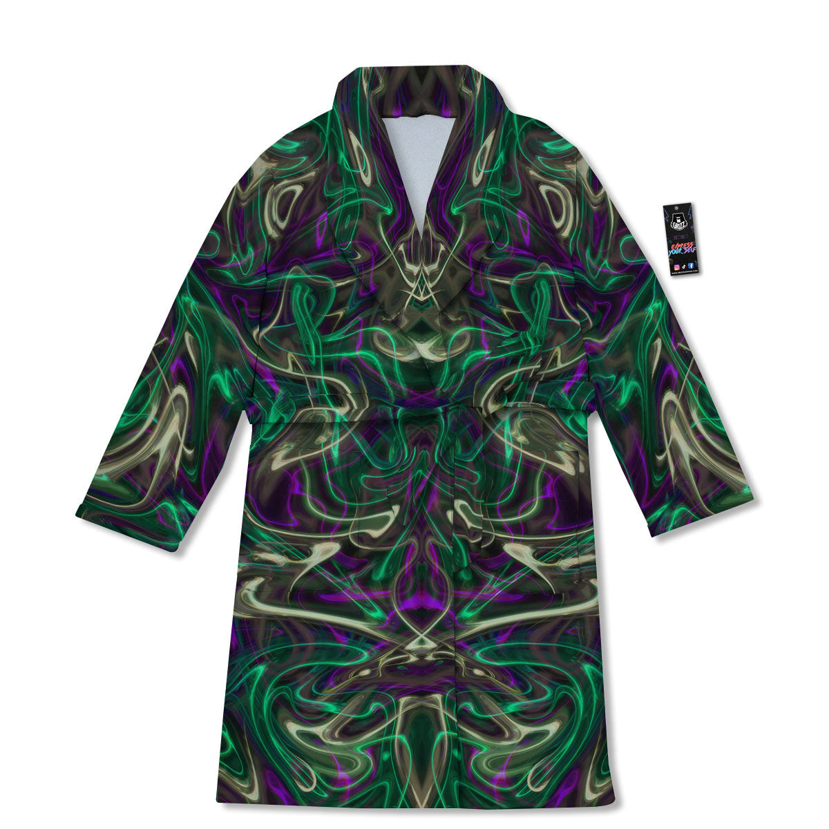 Trippy Smoke Psychedelic Print Bathrobe-grizzshop