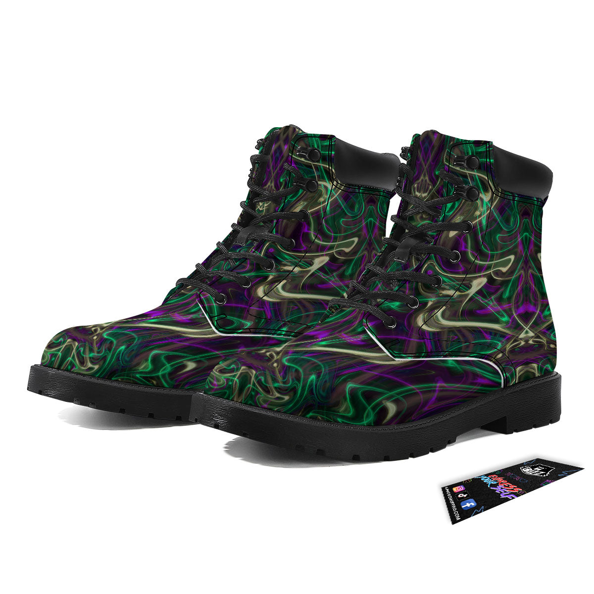 Trippy Smoke Psychedelic Print Boots-grizzshop