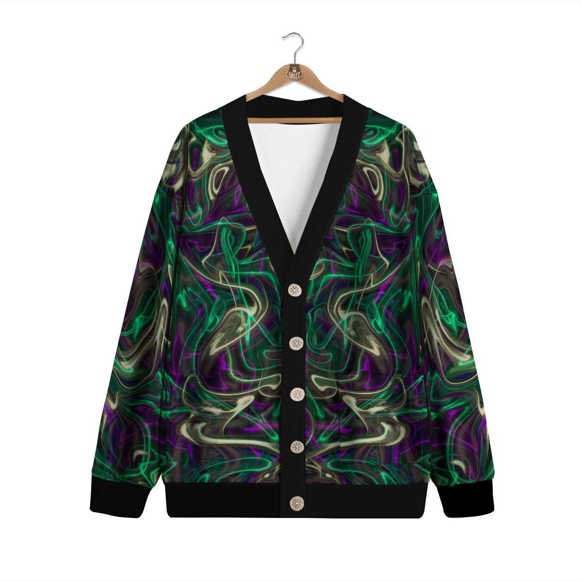 Trippy Smoke Psychedelic Print Cardigan-grizzshop