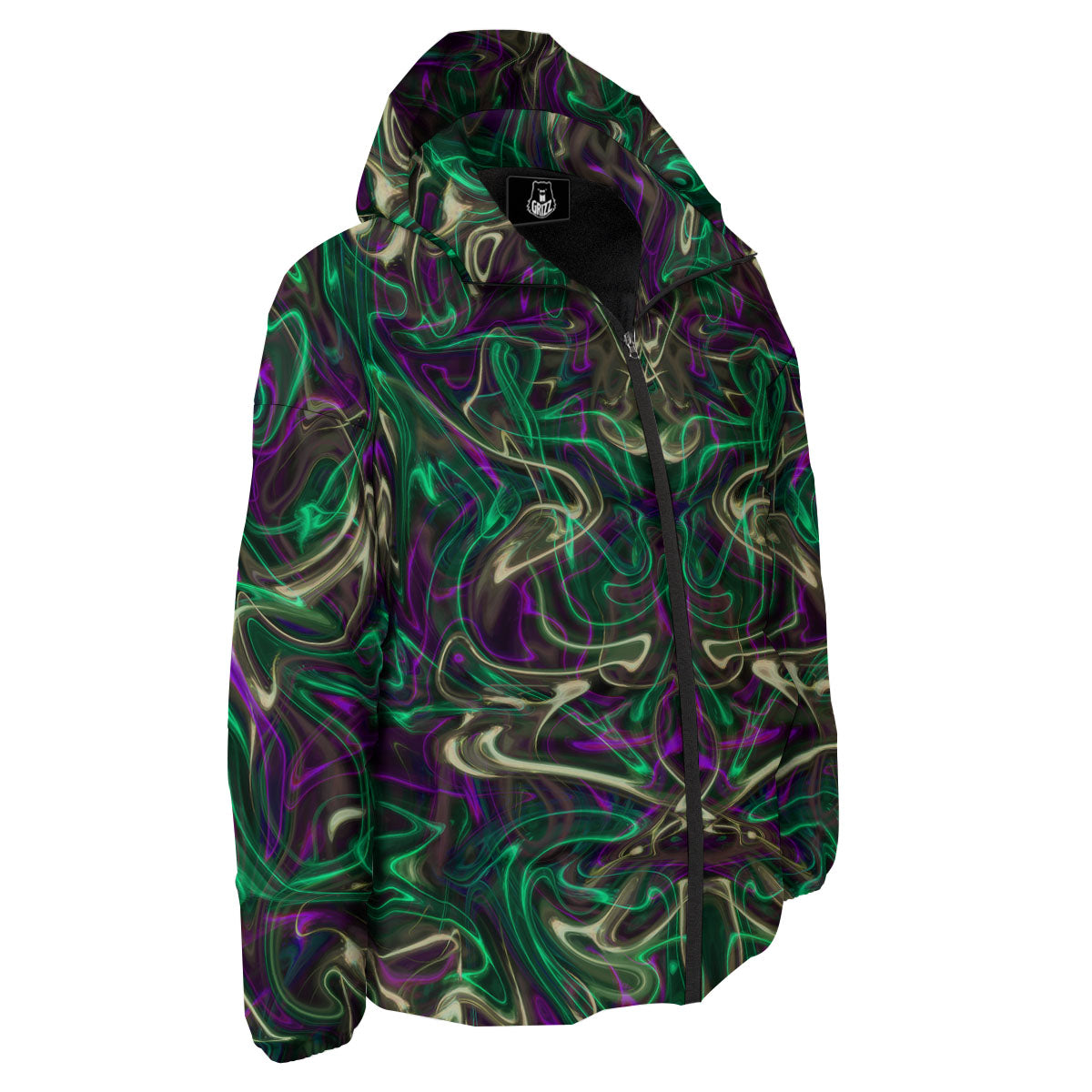 Trippy Smoke Psychedelic Print Down Jacket-grizzshop