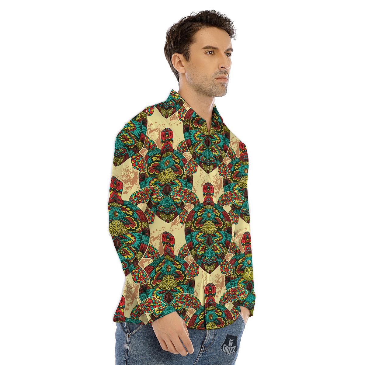 Trippy Smoke Psychedelic Print Men's Dress Shirts-grizzshop