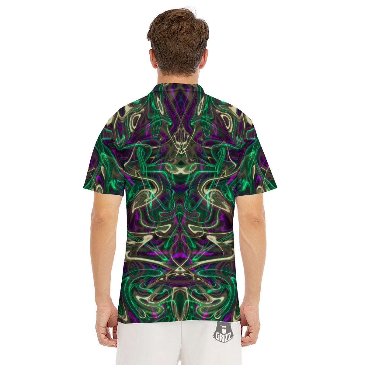 Trippy Smoke Psychedelic Print Men's Golf Shirts-grizzshop