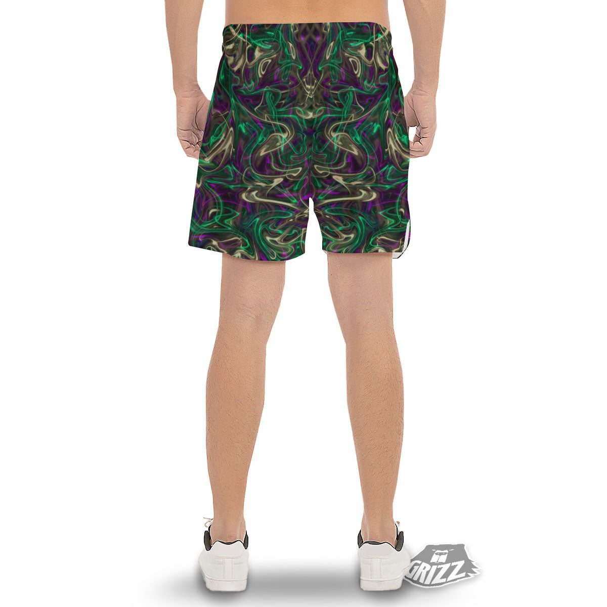 Trippy Smoke Psychedelic Print Men's Gym Shorts-grizzshop