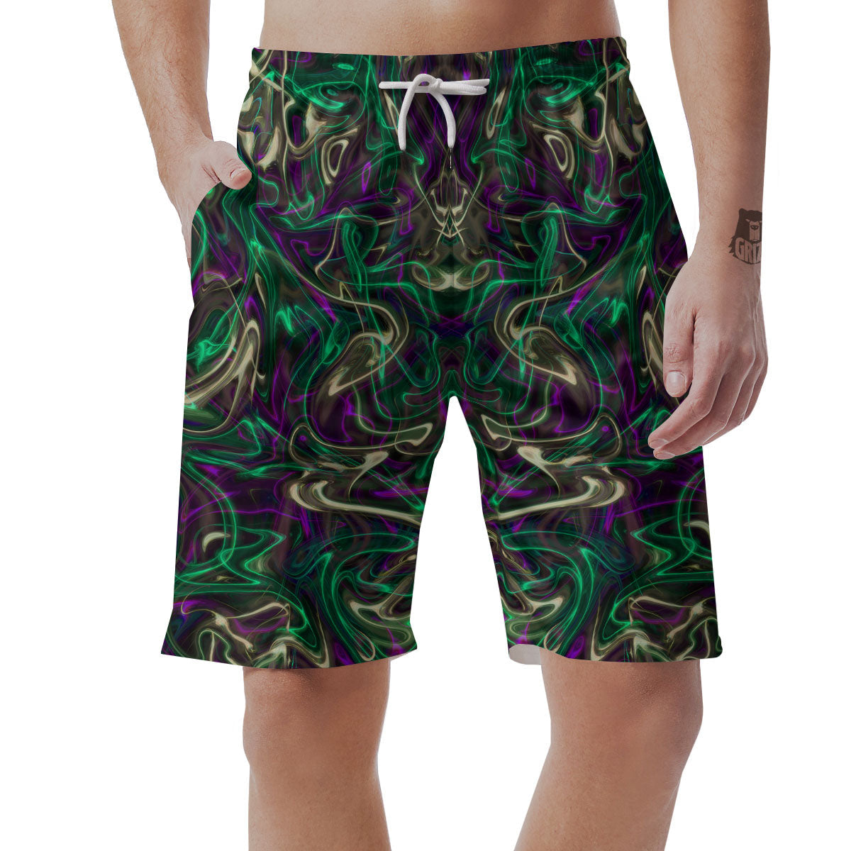 Trippy Smoke Psychedelic Print Men's Shorts-grizzshop