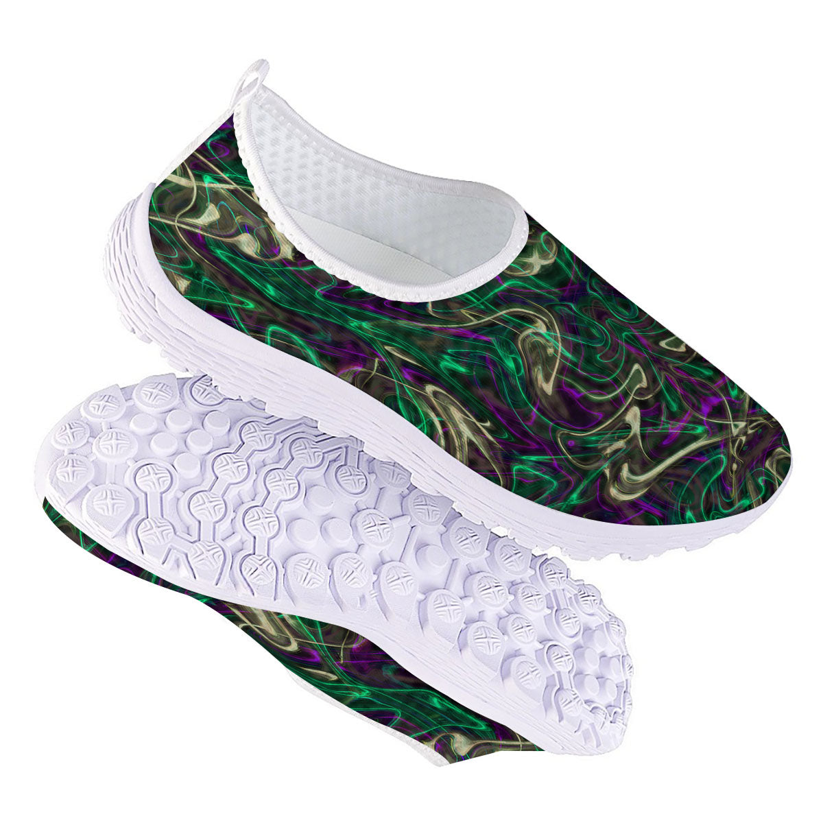 Trippy Smoke Psychedelic Print Nurse Shoes-grizzshop