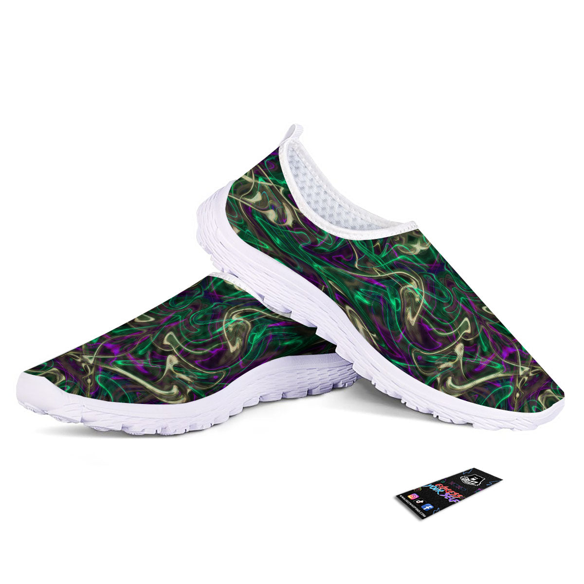 Trippy Smoke Psychedelic Print Nurse Shoes-grizzshop