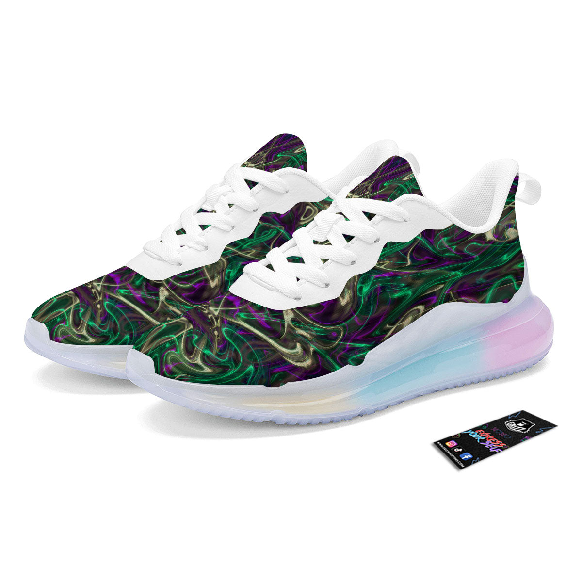 Trippy Smoke Psychedelic Print Running Sneakers-grizzshop