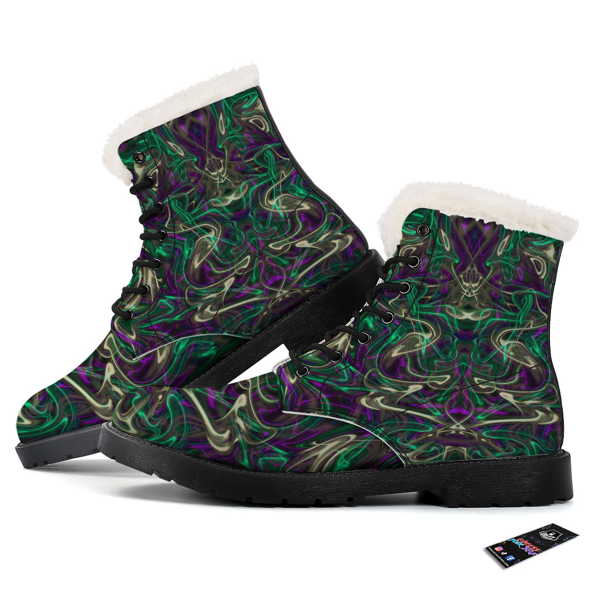 Trippy Smoke Psychedelic Print Winter Boots-grizzshop