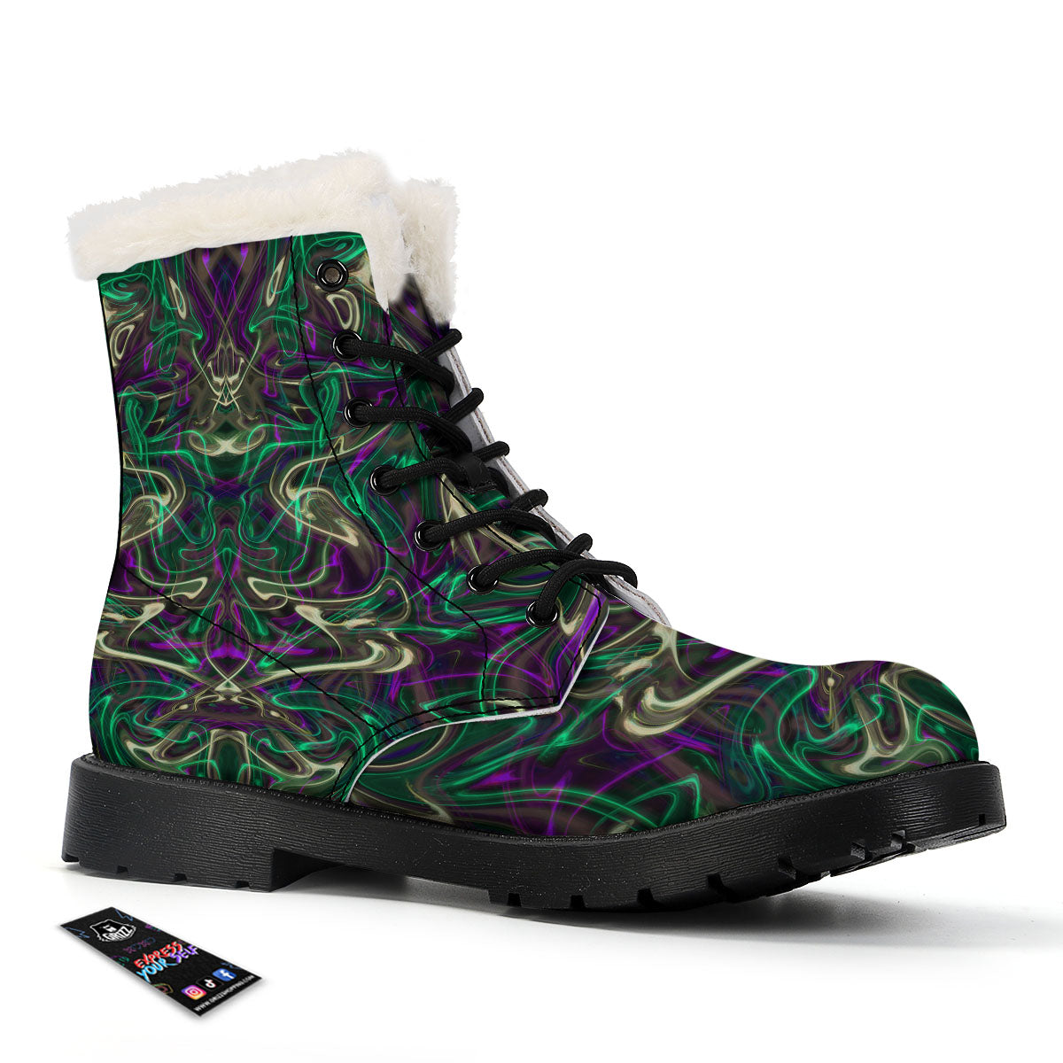 Trippy Smoke Psychedelic Print Winter Boots-grizzshop