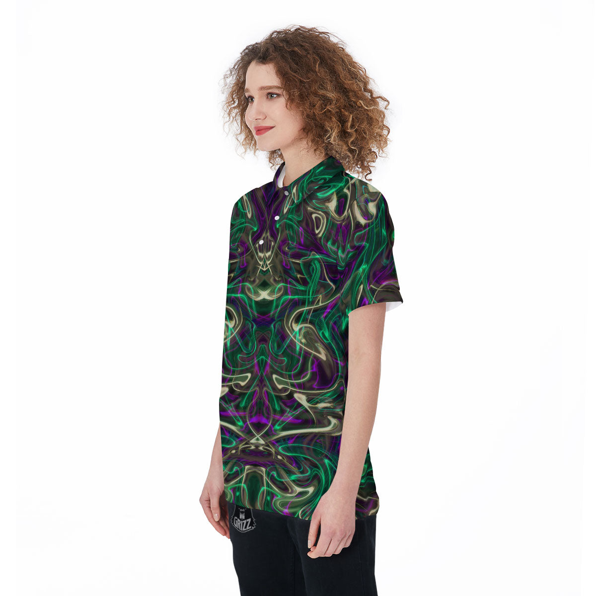 Trippy Smoke Psychedelic Print Women's Golf Shirts-grizzshop