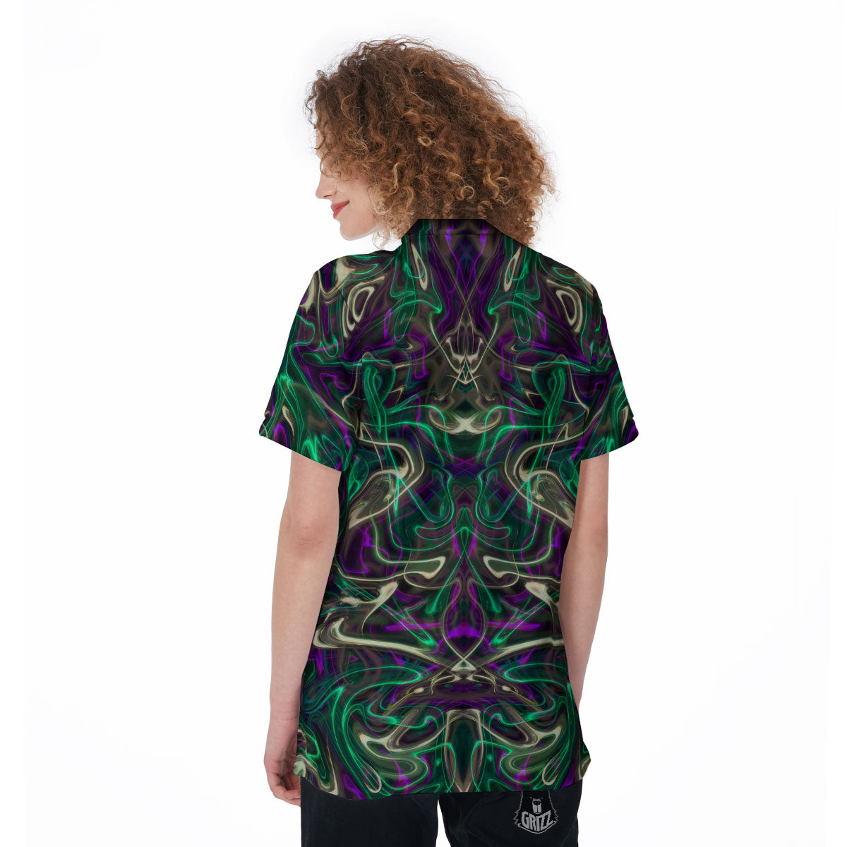 Trippy Smoke Psychedelic Print Women's Golf Shirts-grizzshop