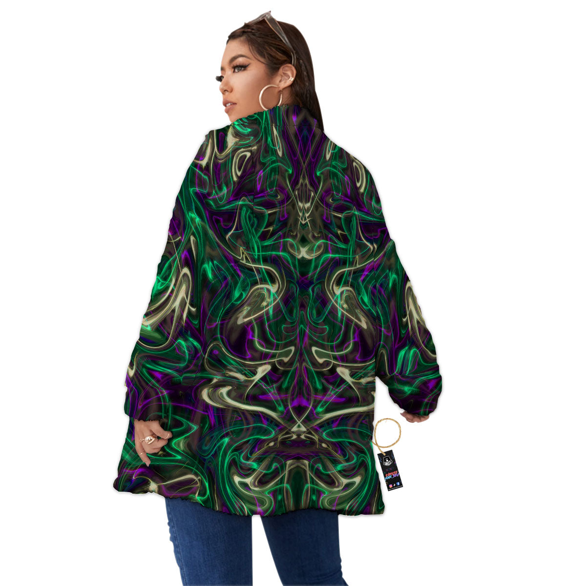 Trippy Smoke Psychedelic Print Women's Sherpa Jacket-grizzshop
