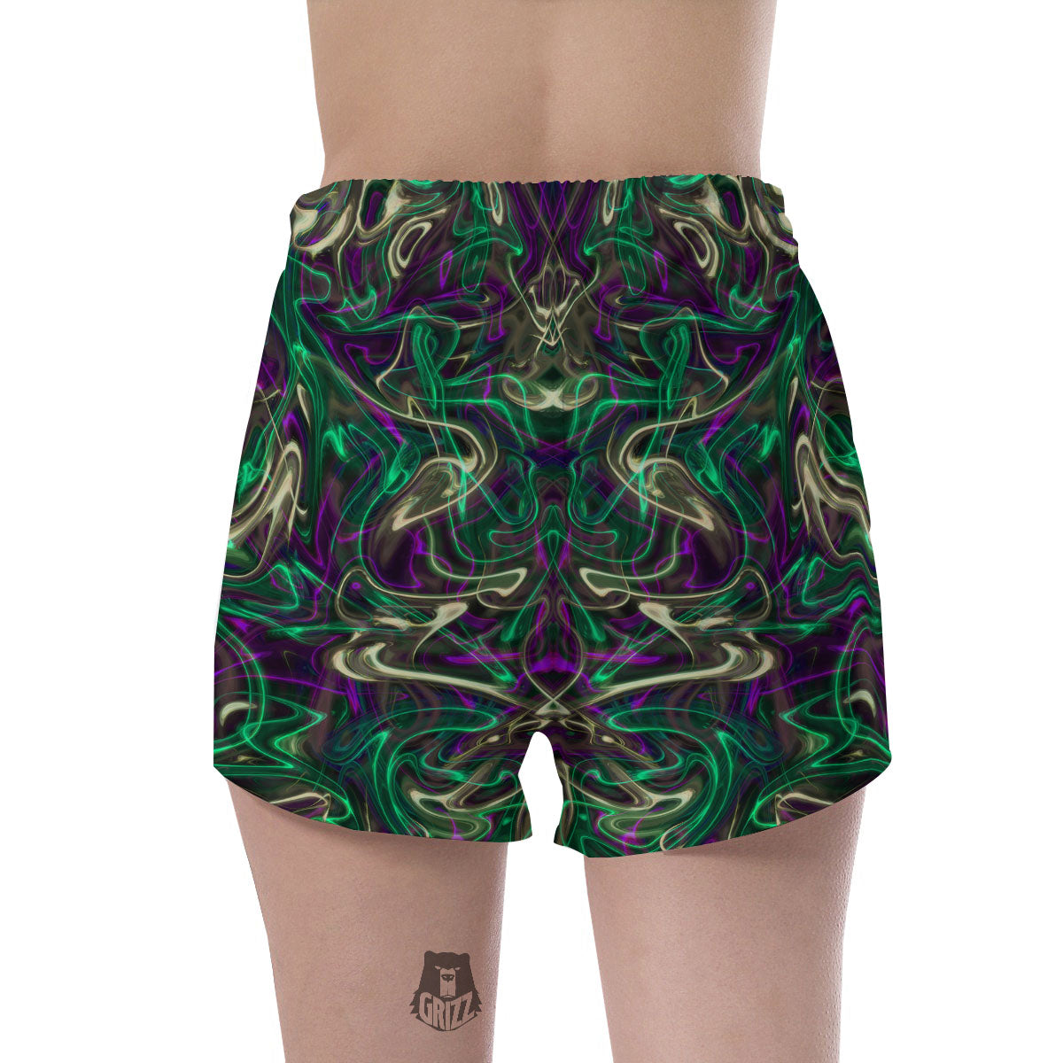 Trippy Smoke Psychedelic Print Women's Shorts-grizzshop