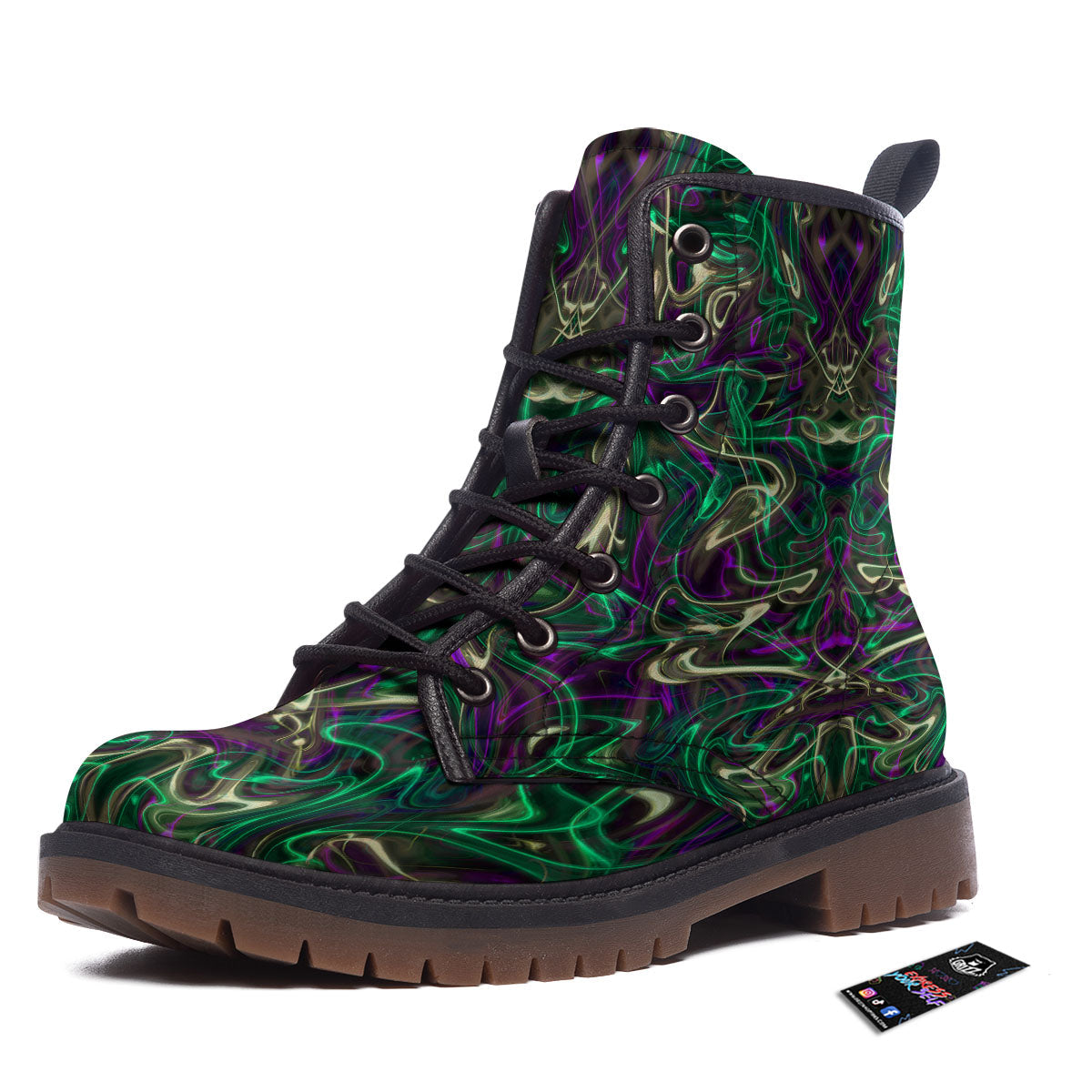 Trippy Smoke Psychedelic Print Work Boots-grizzshop